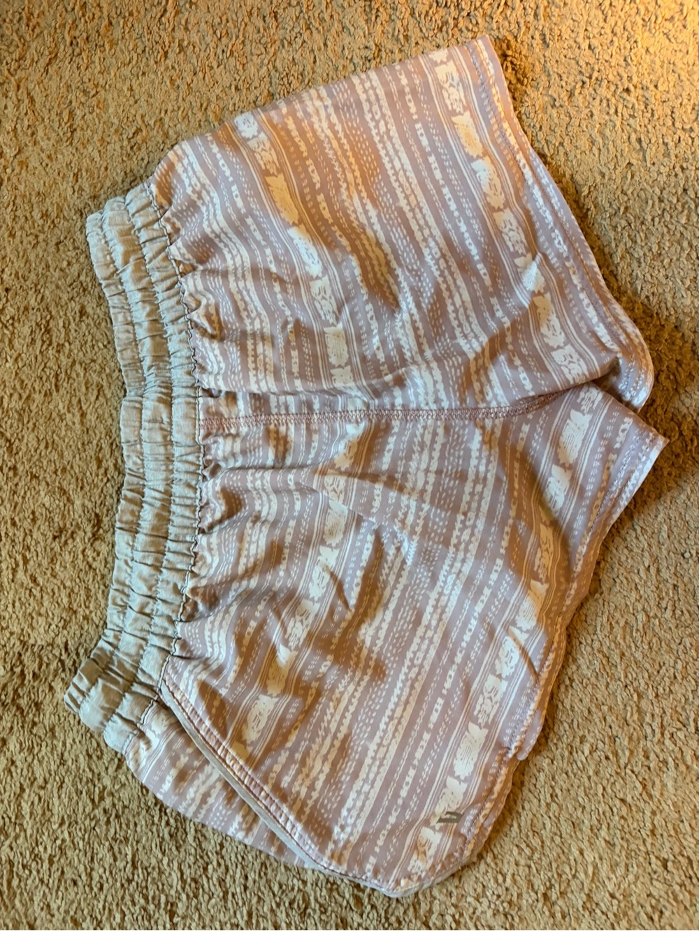 Vuori Clementine Mauve & Cream Striped Run Shorts - Picture 2 of 3